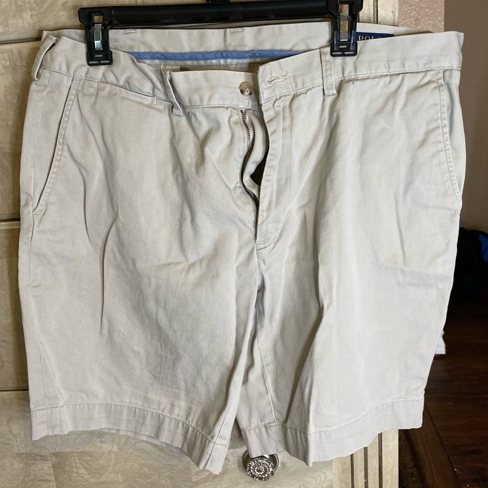 Khaki polo shorts